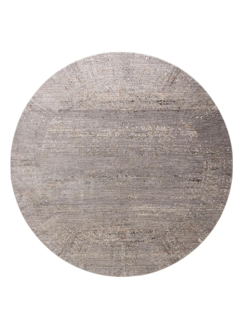 Tapis vintage chiné rond gris et bleu 240 cm de diamètre