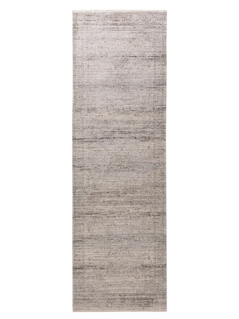 Tapis vintage chiné de couloir gris et bleu 80x250 cm