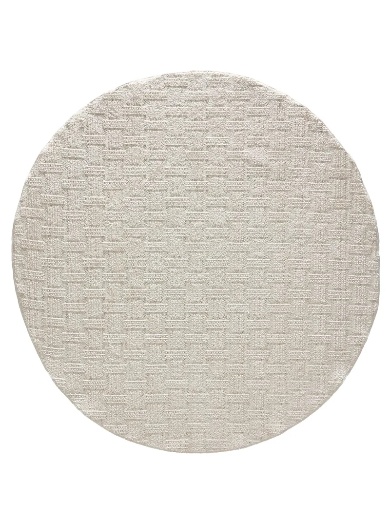 Tapis moderne tressé rond crème 160 cm de diamètre