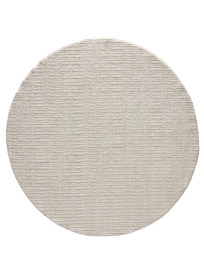 Tapis moderne tressage rayé rond crème 160 cm de diamètre