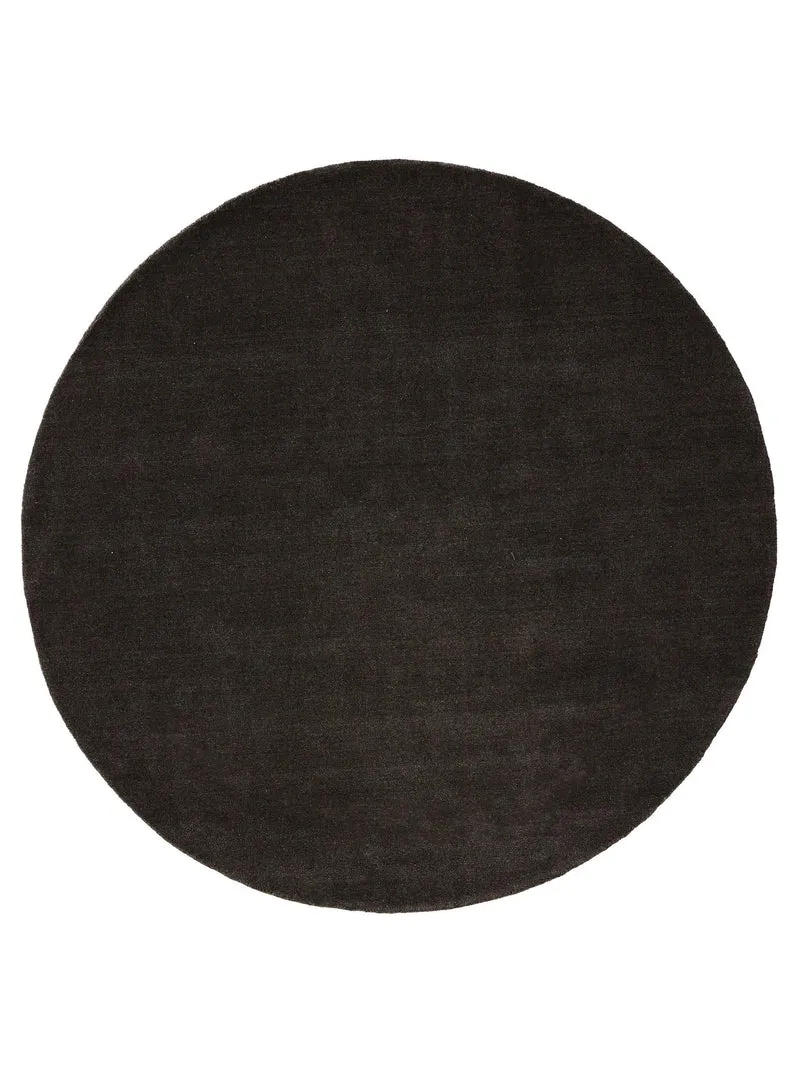 Tapis scandinave uni rond marron foncé en laine 160 cm de diamètre