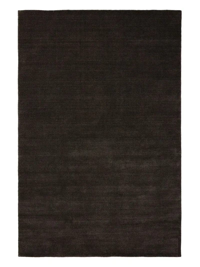 Tapis scandinave uni marron foncé en laine 160x230 cm
