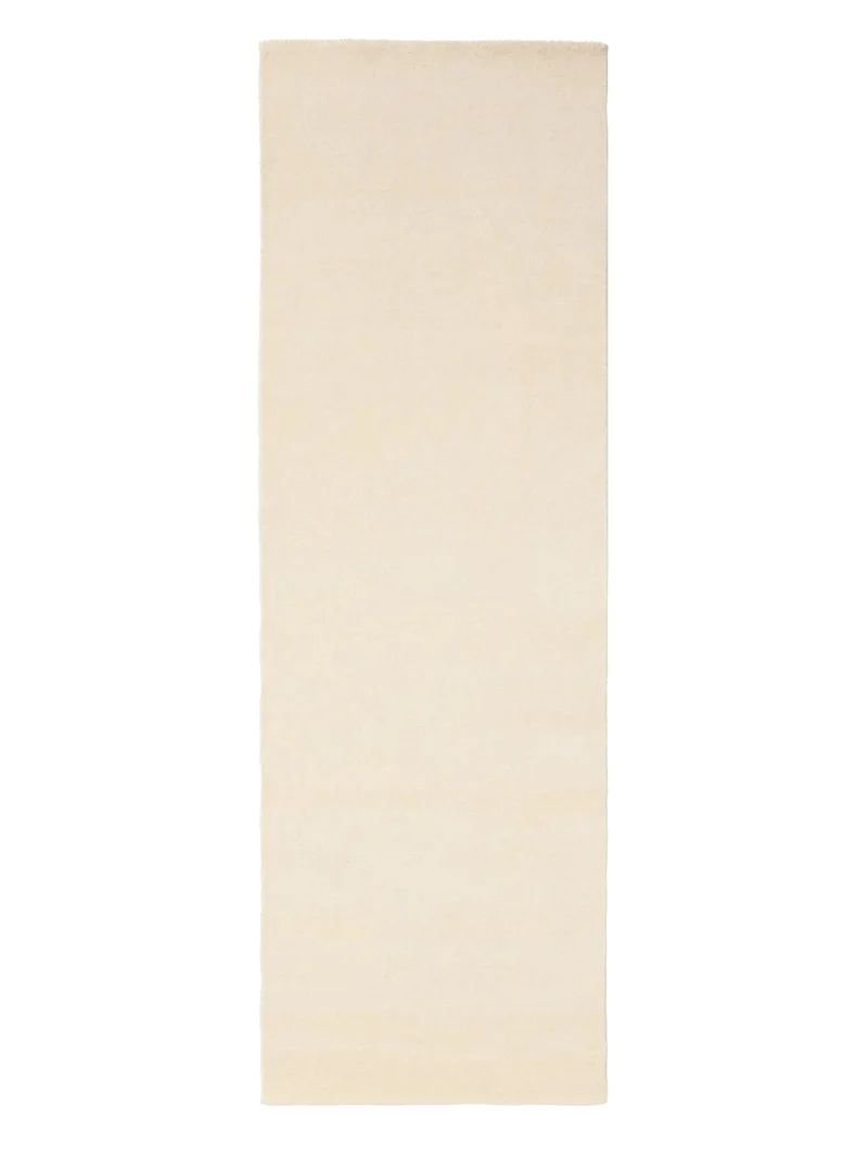Tapis scandinave uni descente de lit crème en laine 80x250 cm