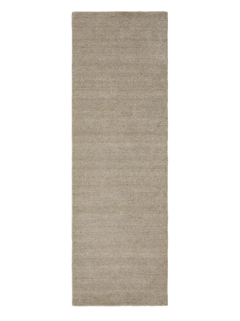 Tapis scandinave uni descente de lit gris beige en laine 70x200 cm