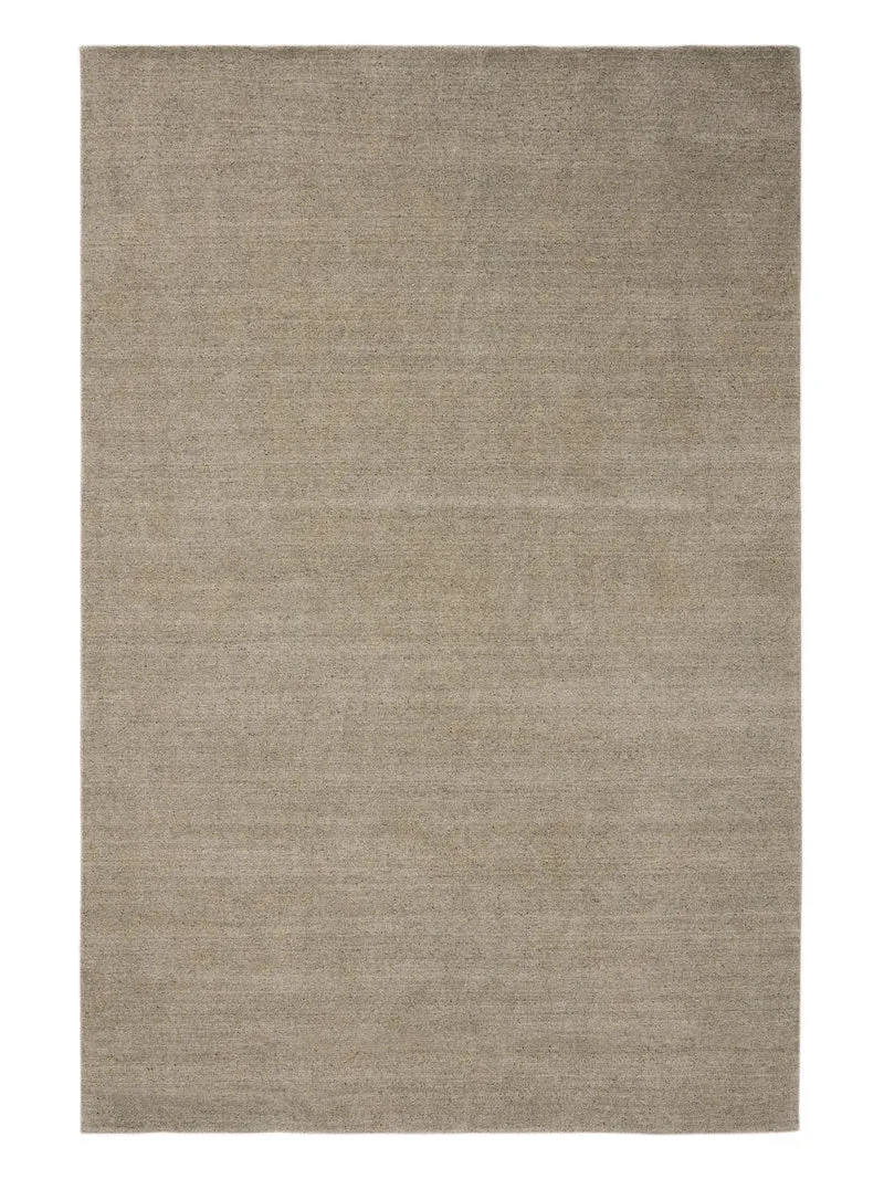 Tapis scandinave uni gris beige en laine 80x150 cm
