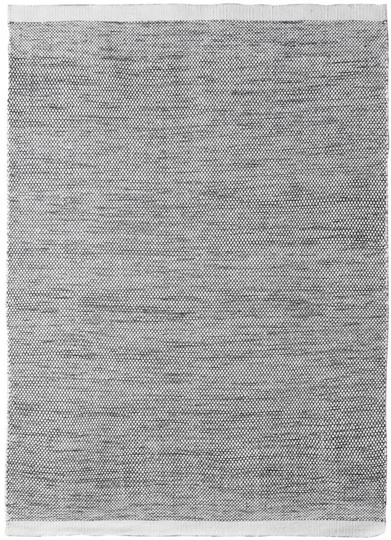 Tapis gris en fils de plastique recyclé tissé main MOMRE