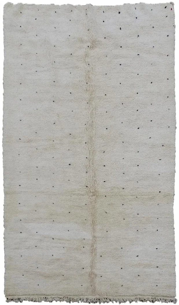 Tapis Berbère authentique laine marocain beige OUARAIN