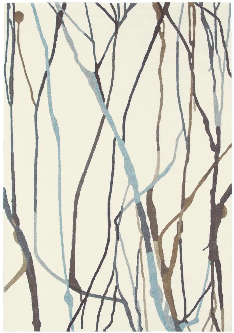 Tapis Beige motif abstrait en laine tissé main DRIP