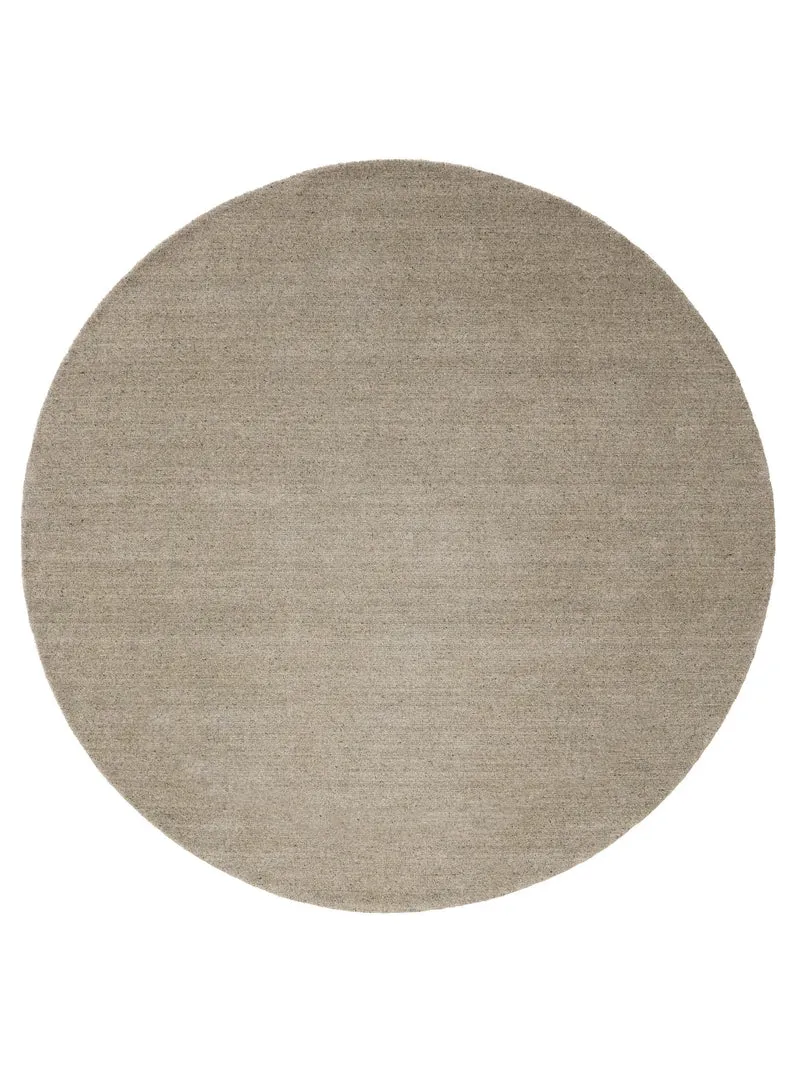 Tapis scandinave uni rond gris beige en laine 200 cm de diamètre