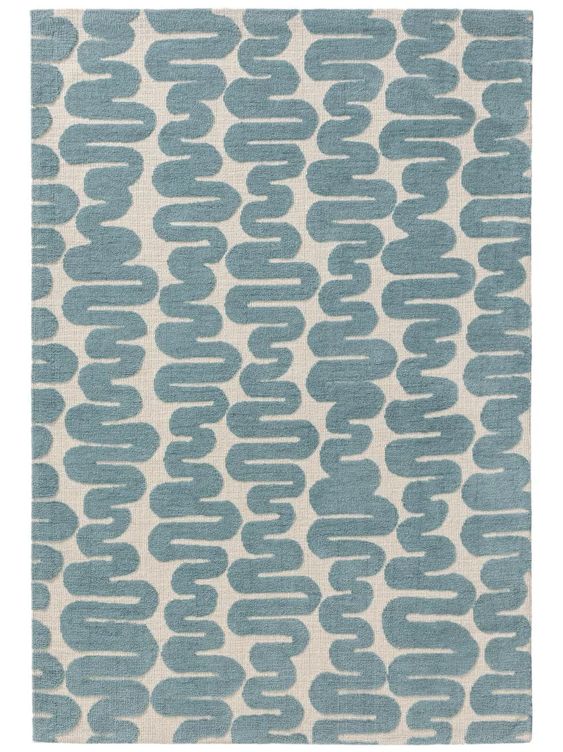 Tapis contemporain design bleu et beige 120x170 cm