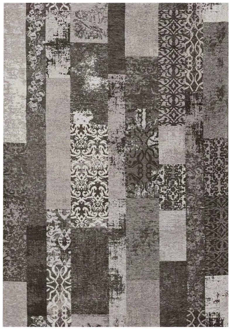 Tapis Patchwork Vintage gris en acrylique MARADO