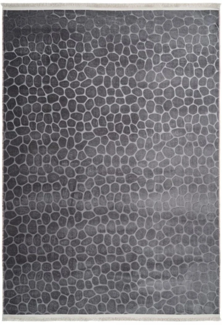 Tapis de Salon kilim gris uni motif galets PERODE