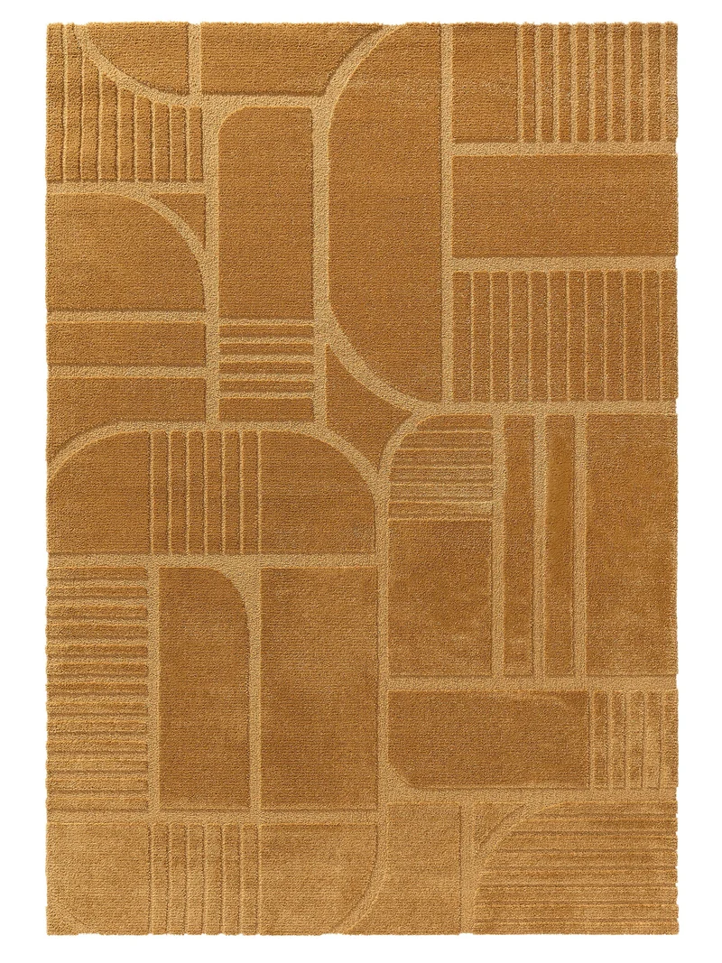 Tapis moderne motif pavage marron terre 200x290 cm