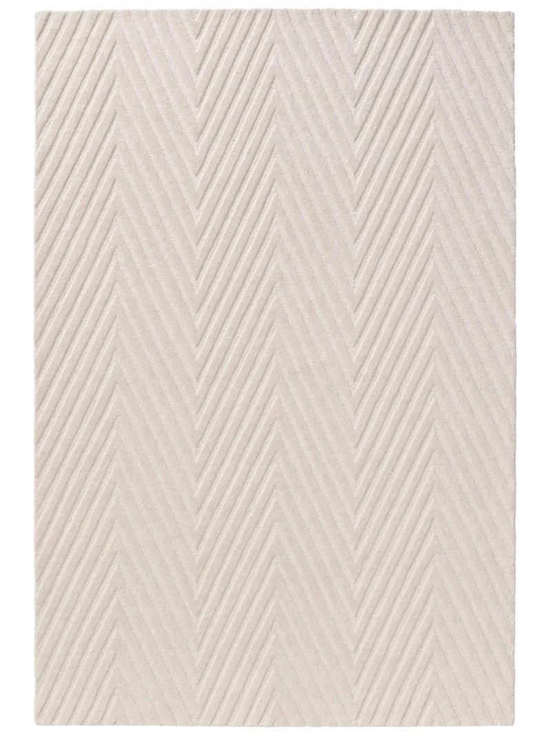 Tapis moderne motif parquet crème en laine 200x300 cm