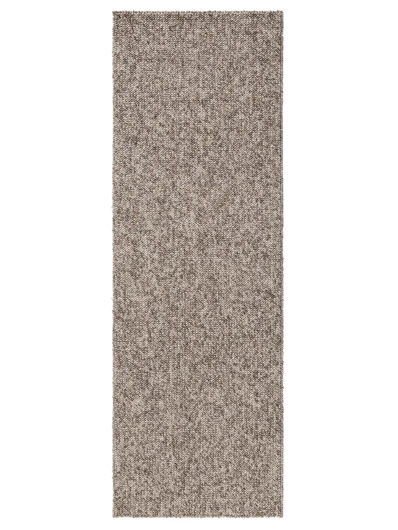 Tapis moderne tressé de couloir gris chiné 80x240 cm