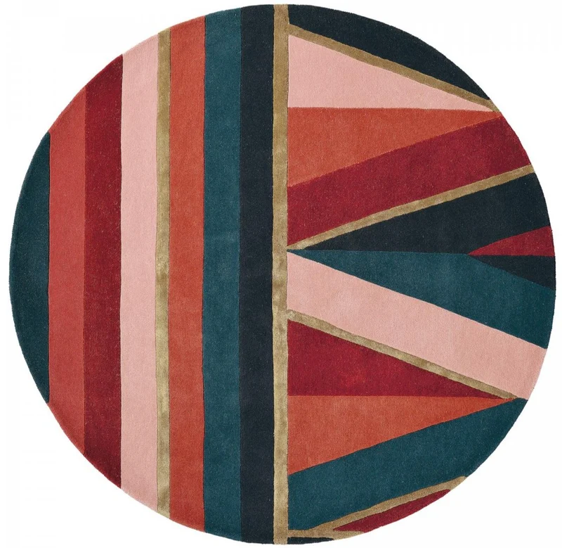 Tapis Rond Multicolore en Laine tufté main Moderne SAHARA
