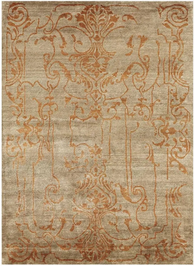 Tapis Baroque Orange en Bambou haute qualité SILKY