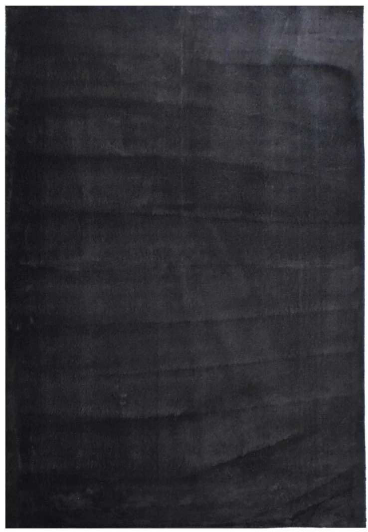 Tapis Shaggy noir uni en polyester LOFTUNI
