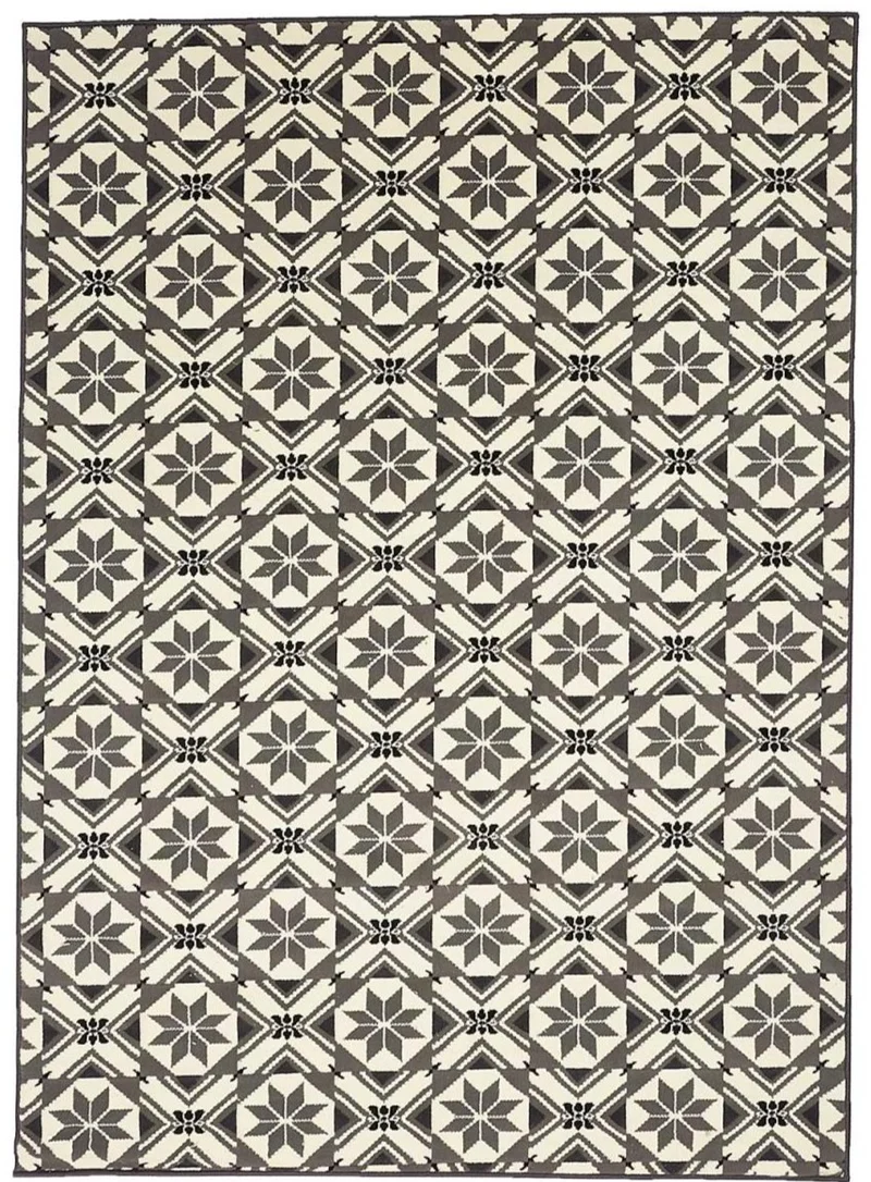 Tapis de salon gris motif graphique BC CARREAU
