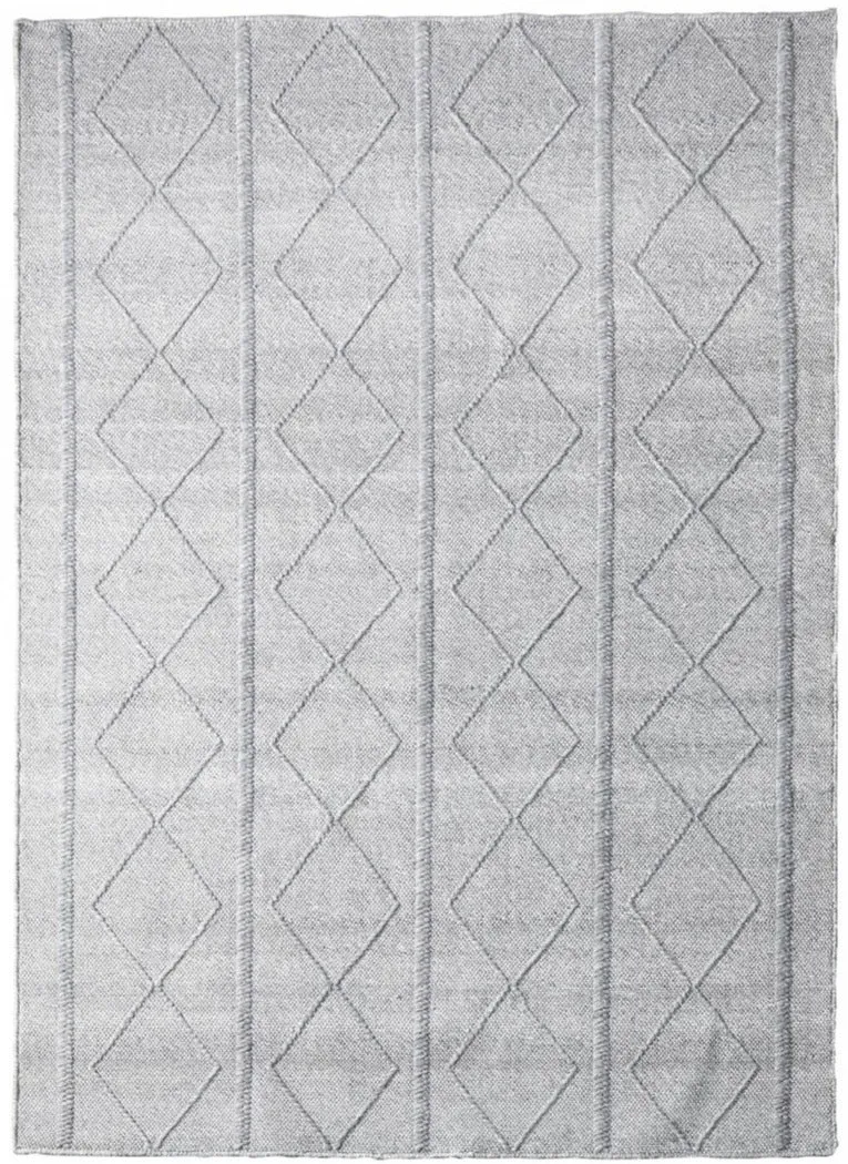 Tapis recyclé motif Scandinave gris en laine MOMRE