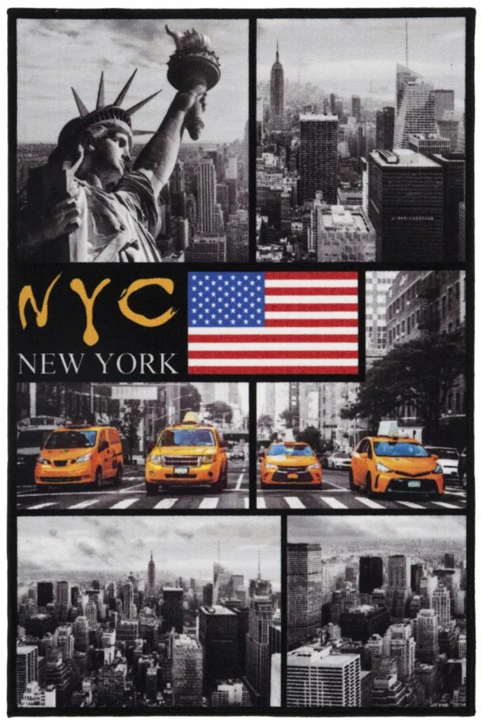 Tapis de Chambre pour Enfant/Ado Noir NEW YORK