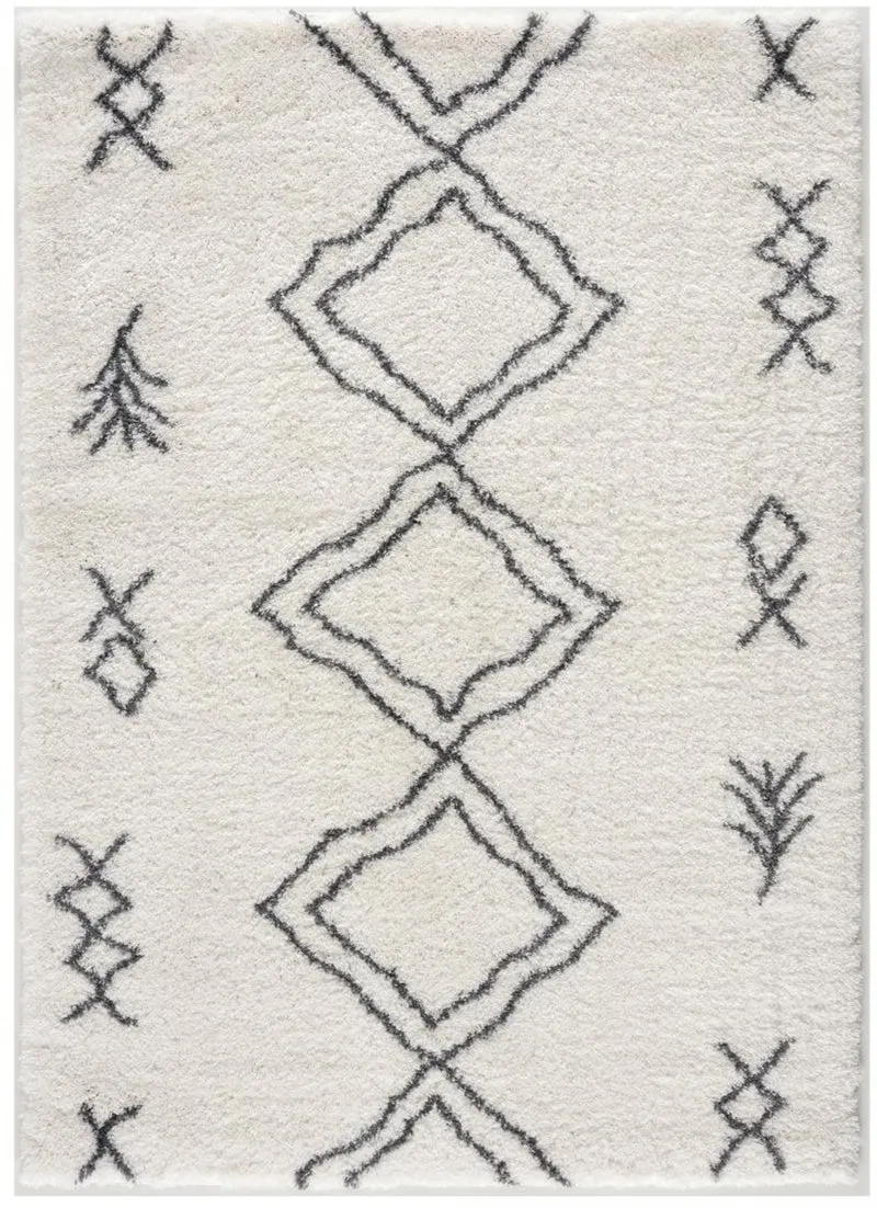 Tapis de Salon Blanc Shaggy style Berbère SG EXTRA