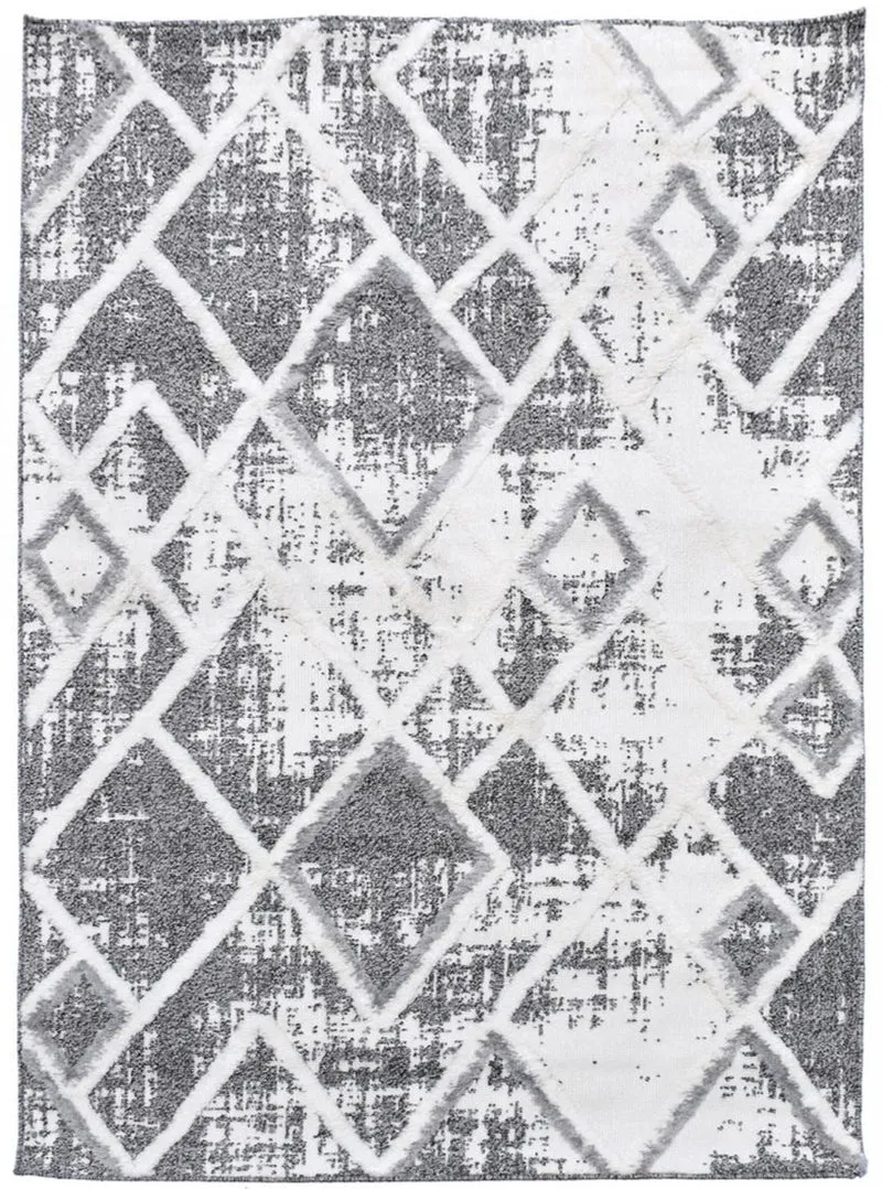 Tapis Gris Shaggy motif Moderne LADURO