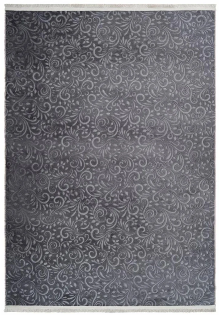 Tapis de Salon style Baroque Gris anthracite PERILLO