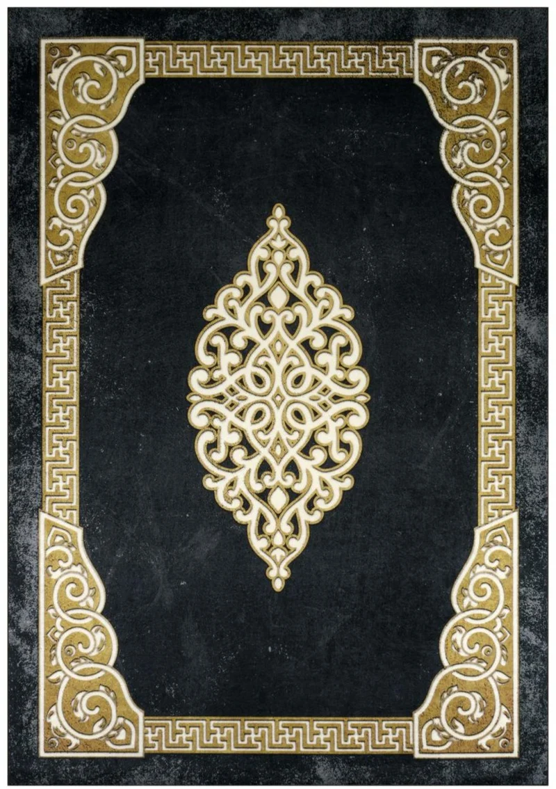 Tapis Oriental noir et or pour Salon IMPNUM
