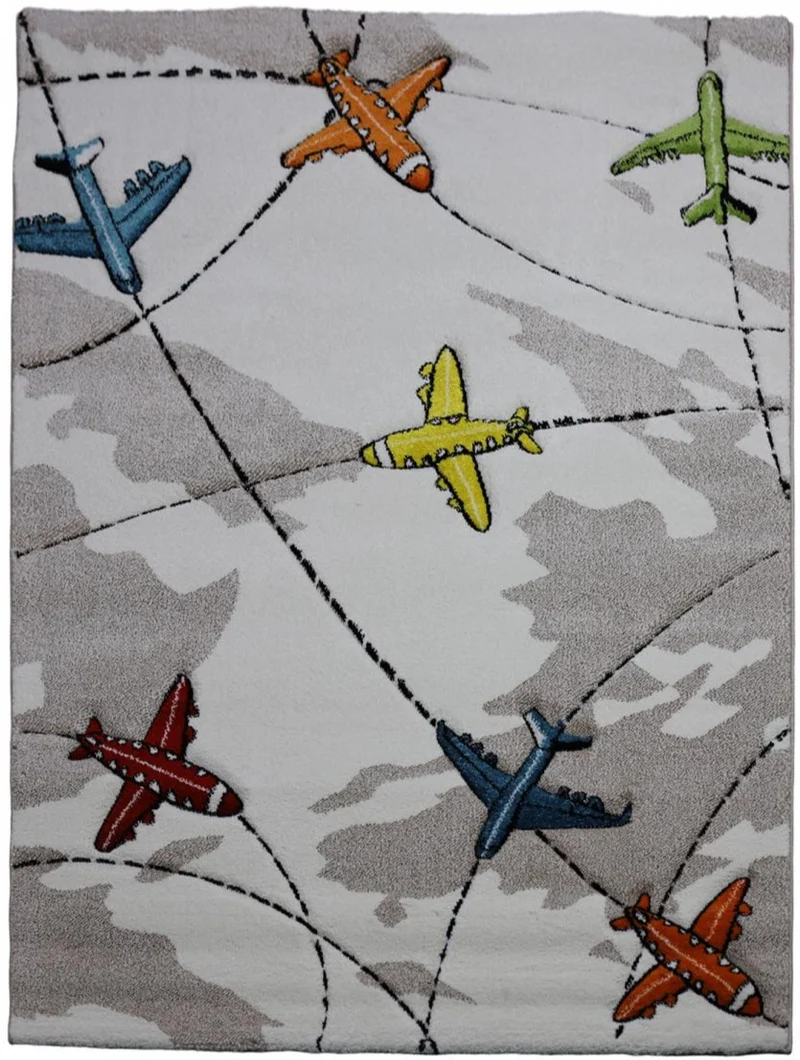 Tapis Gris pour enfant thème avions MULTIPLANE