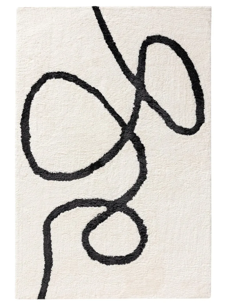 Tapis contemporain style abstrait noir et blanc 140x200 cm