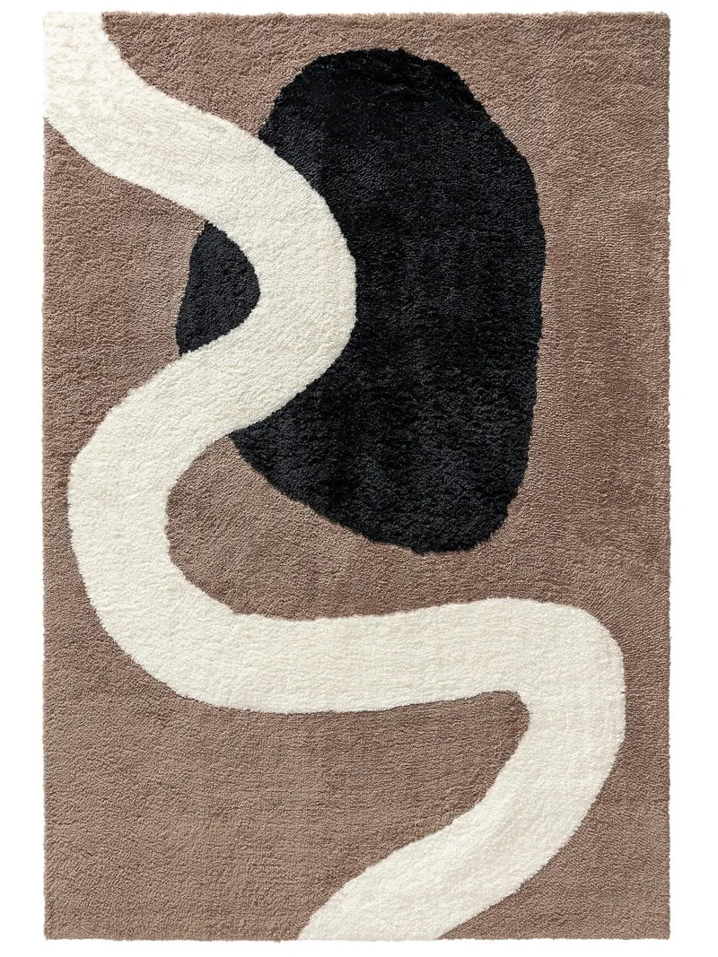 Tapis contemporain style abstrait marron 140x200 cm