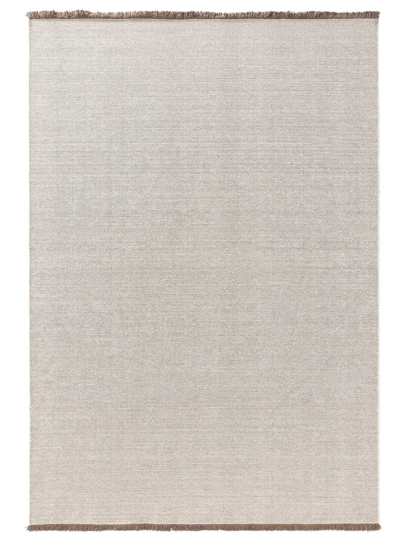Tapis scandinave à franges blanc et marron en laine 200x300 cm