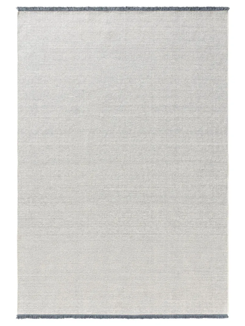Tapis scandinave à franges bleu et gris en laine 160x230 cm