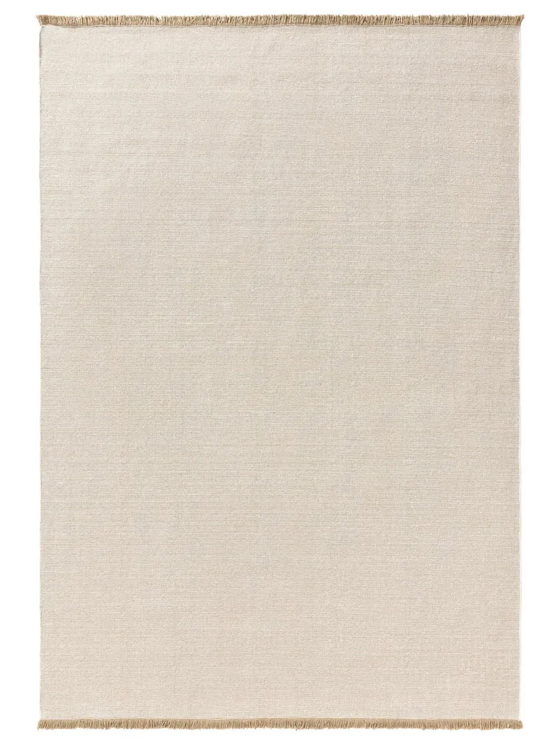 Tapis scandinave à franges beige en laine 160x230 cm