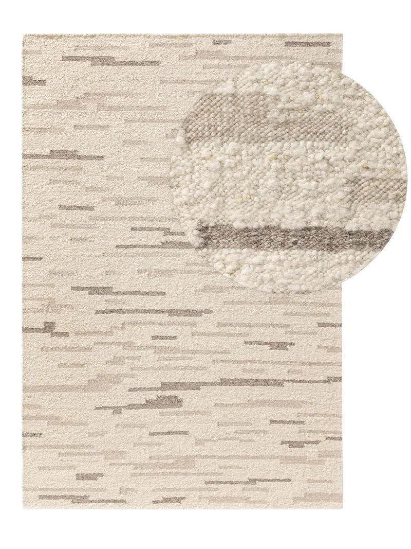 Tapis moderne motif abstrait crème et beige en laine 120x170 cm