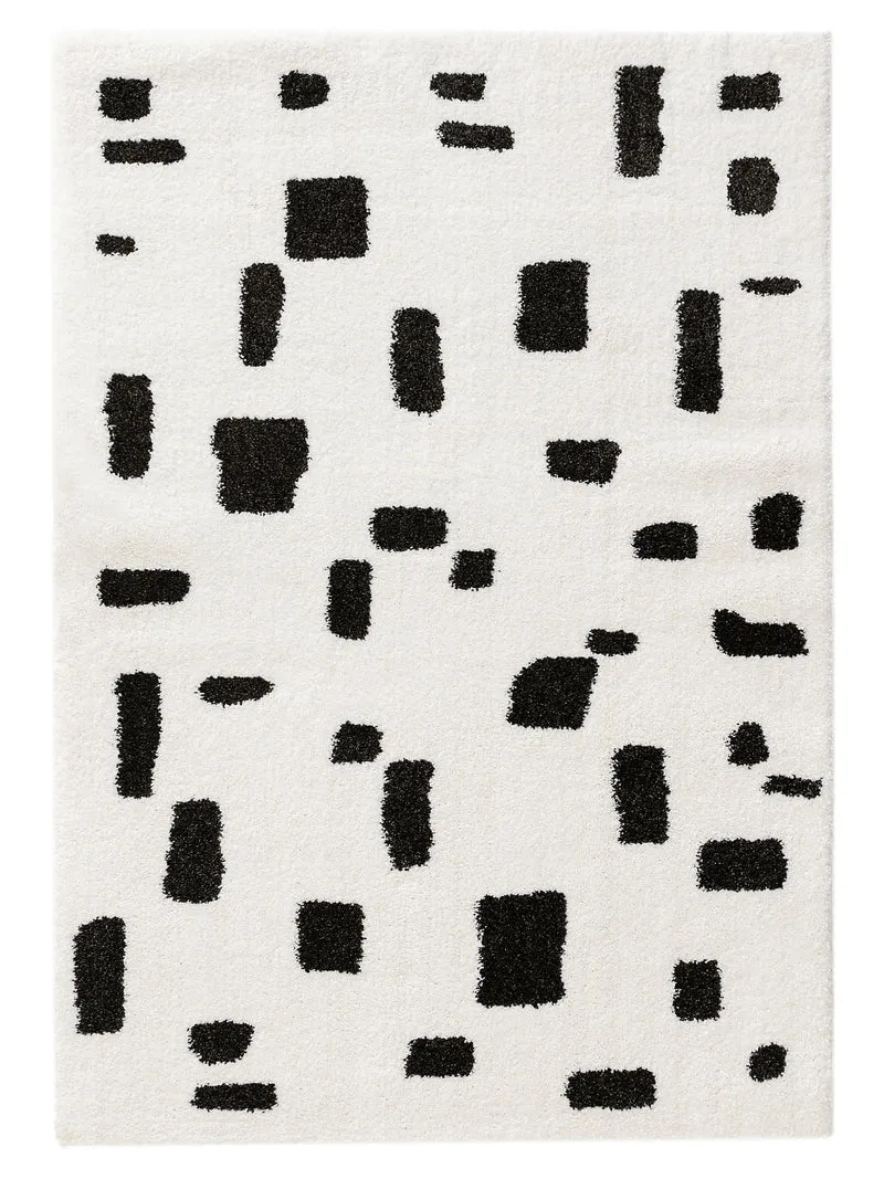 Tapis moderne abstrait noir et blanc 200x290 cm