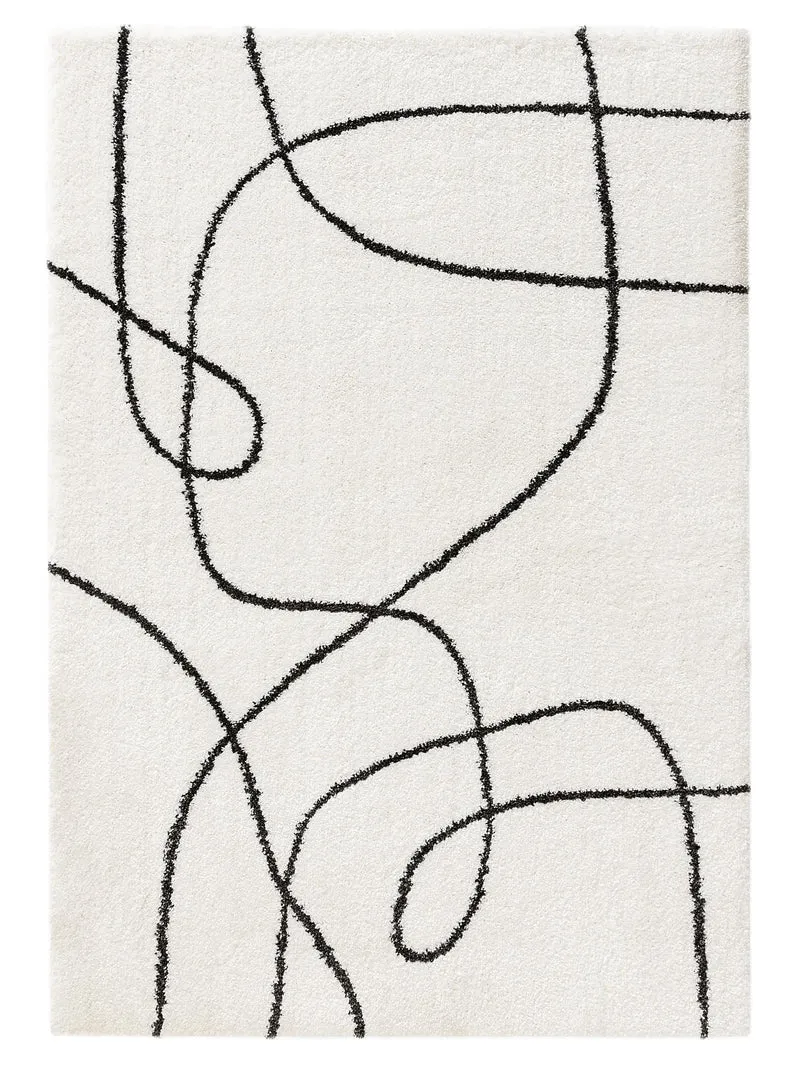 Tapis contemporain design noir et blanc 200x290 cm