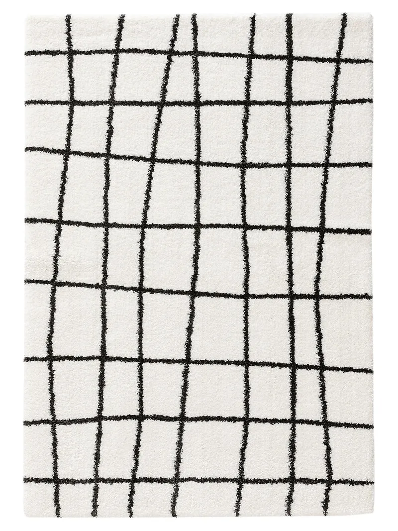 Tapis contemporain abstrait noir et blanc 120x170 cm