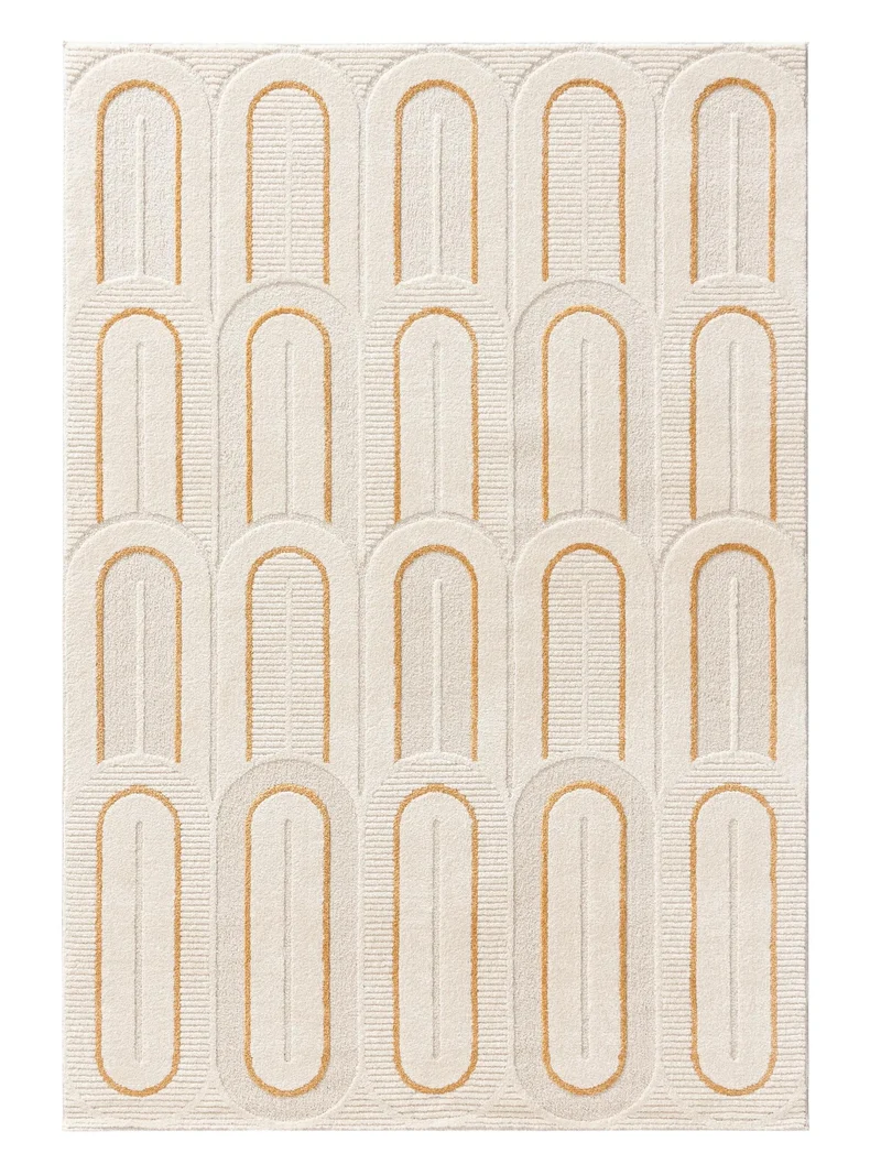 Tapis moderne arches blanc et orange 160x230 cm
