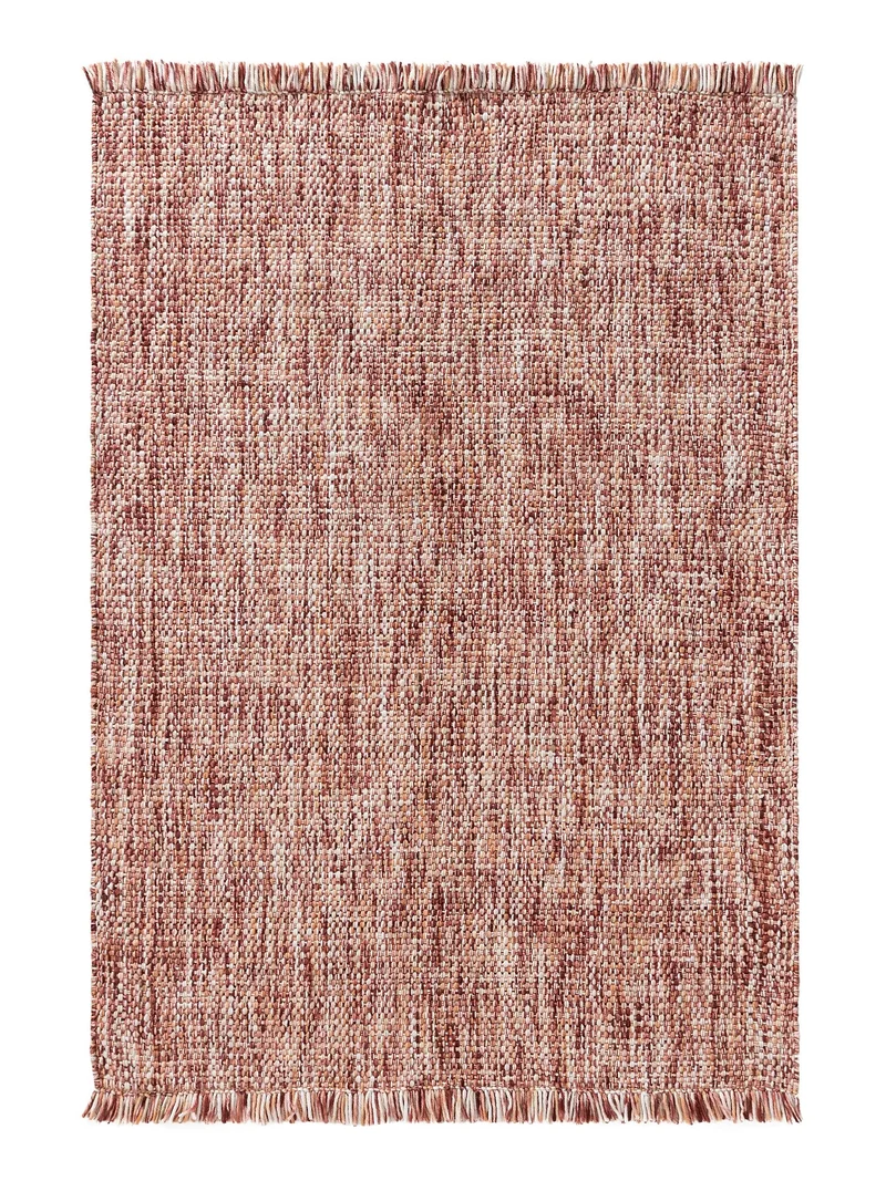 Tapis contemporain chiné à franges rouge 60x100 cm