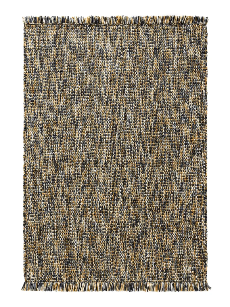 Tapis contemporain chiné à franges jaune et noir 60x100 cm