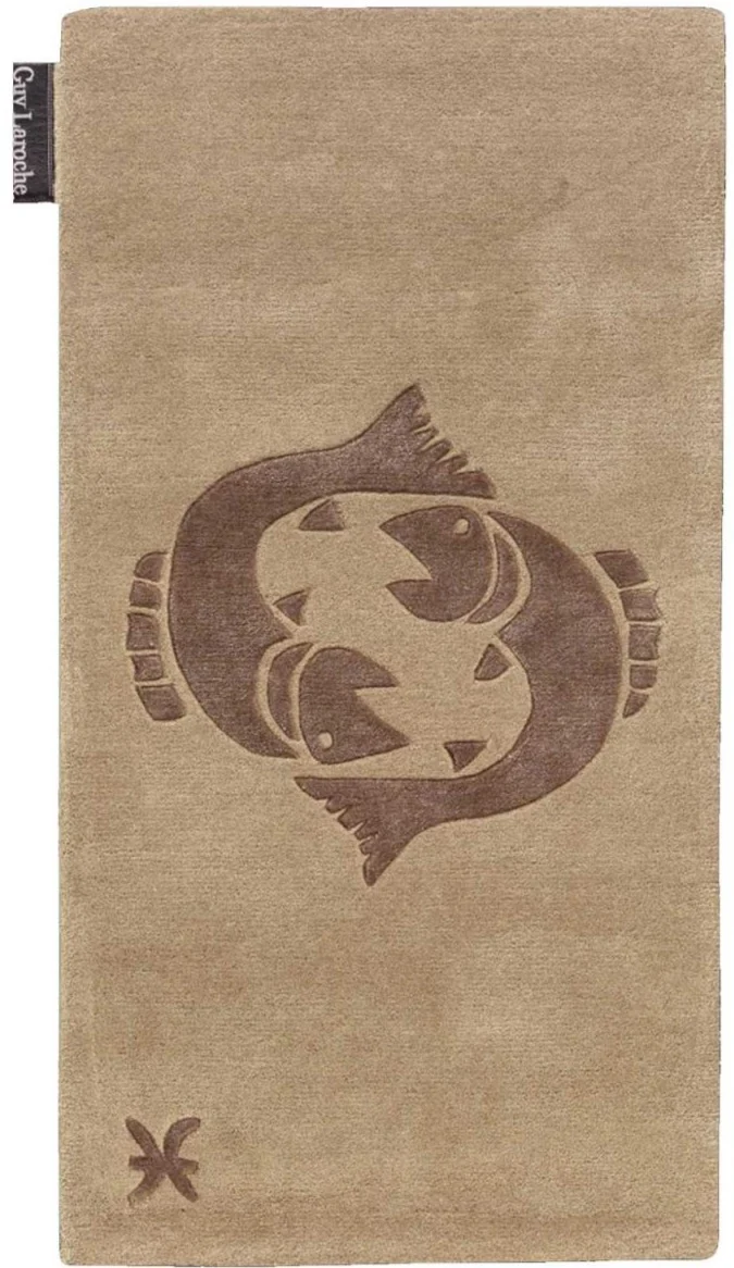 Tapis en Laine Beige motif poissons tufté main PISCES