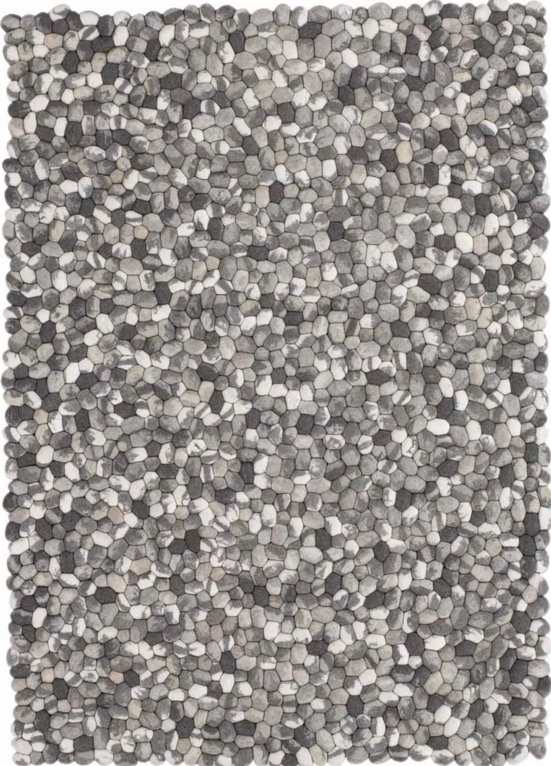 Tapis haut de gamme gris en Laine inspiration galets ANGELO