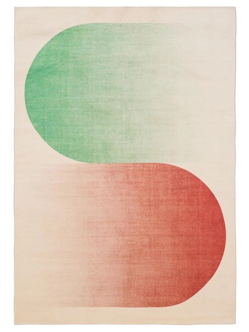Tapis moderne design beige vert et rouge 120x170 cm