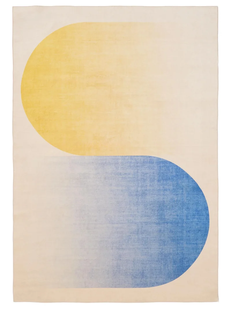 Tapis moderne design bleu et jaune 120x170 cm