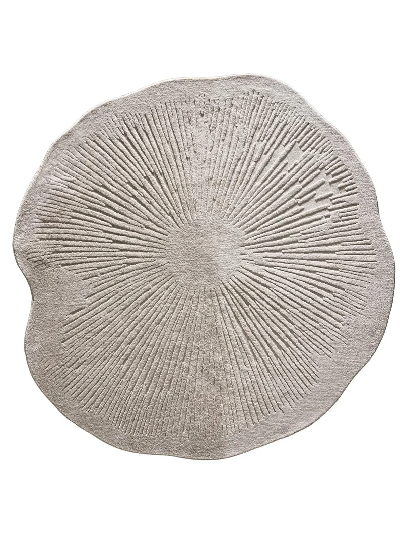 Tapis moderne rainures rond gris 160 cm de diamètre