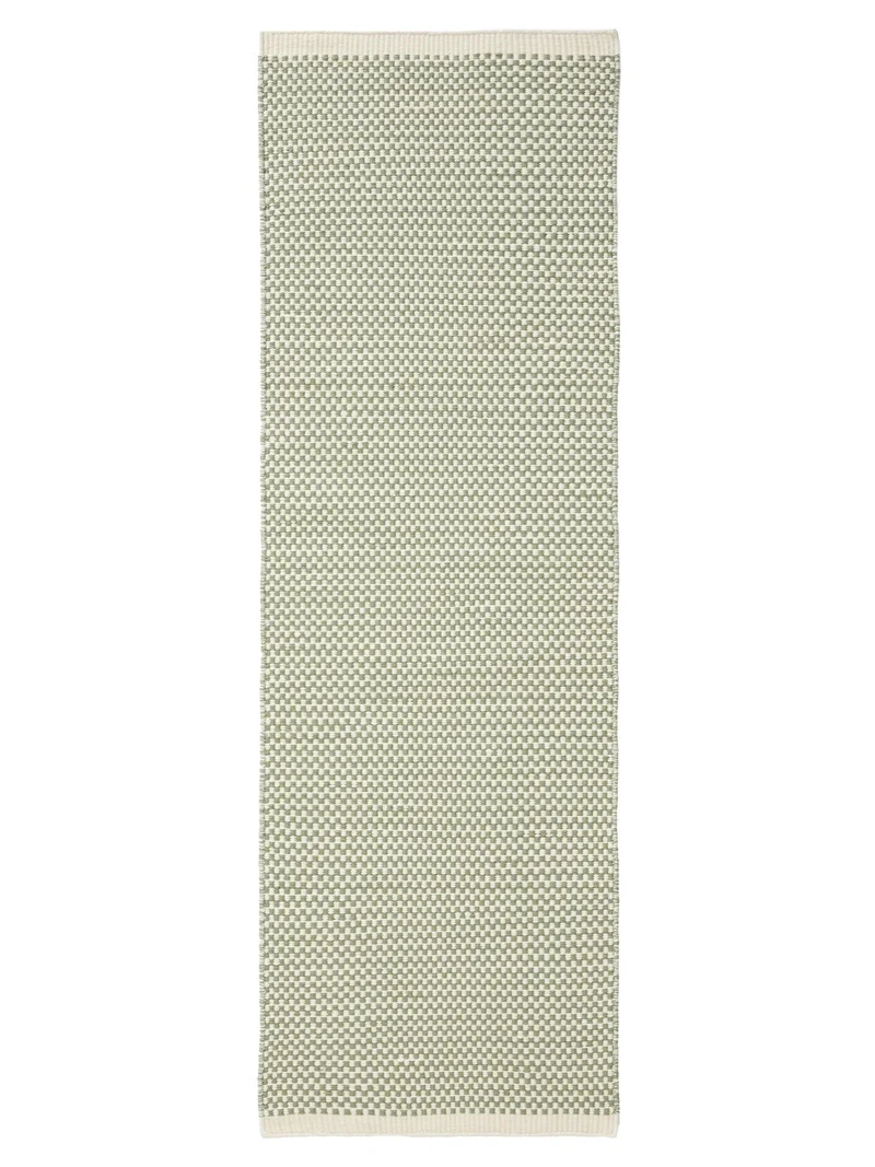 Tapis scandinave uni descente de lit vert en laine 80x250 cm