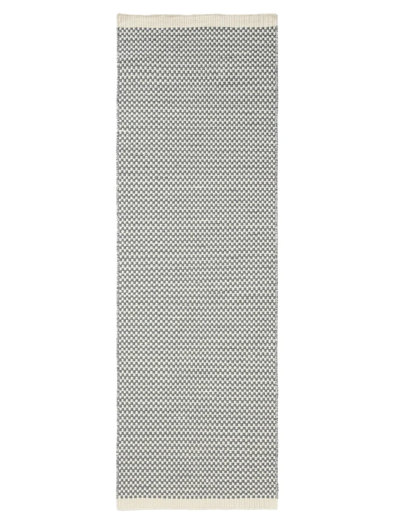 Tapis scandinave uni descente de lit gris en laine 80x250 cm