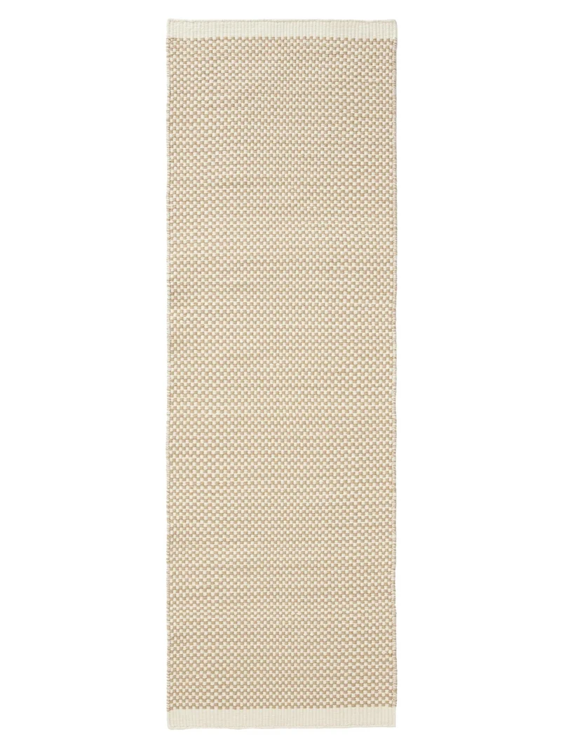 Tapis scandinave uni descente de lit beige en laine 80x250 cm